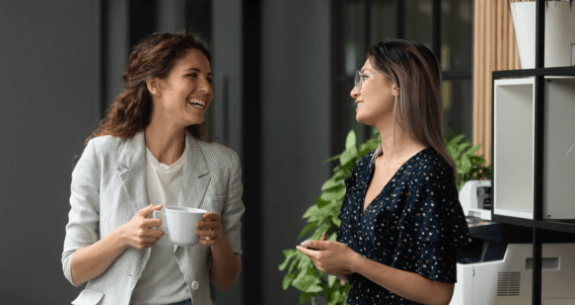 two women talking
